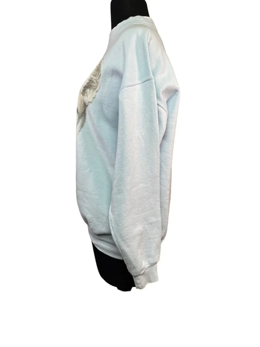 Vintage 80s Unisex Sweatshirt Cougar Graphic Light Blue Medium Cotton Blend Good - Picture 3 of 6
